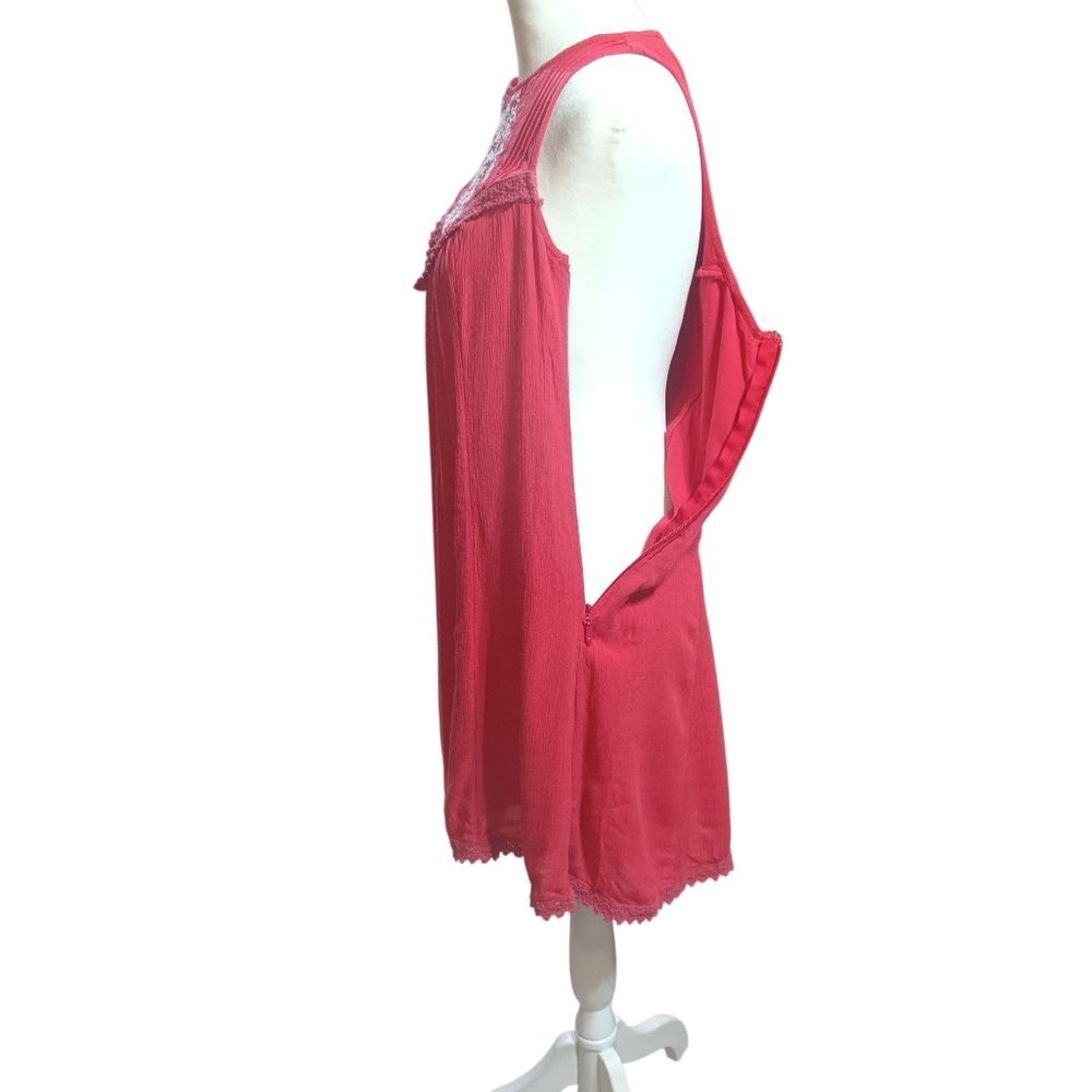 Hollister Embroidered Sleeveless Tank Dress Red Sz S - Picture 6 of 12
